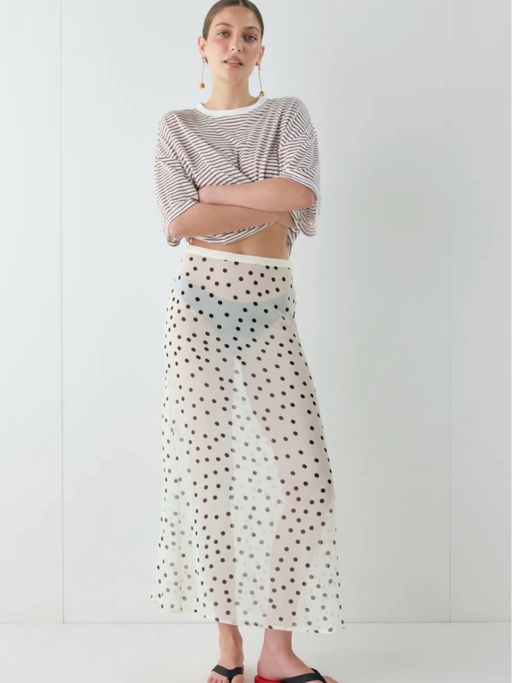 VRG GRL - VILMA SHEER MAXI SKIRT POLKA DOT